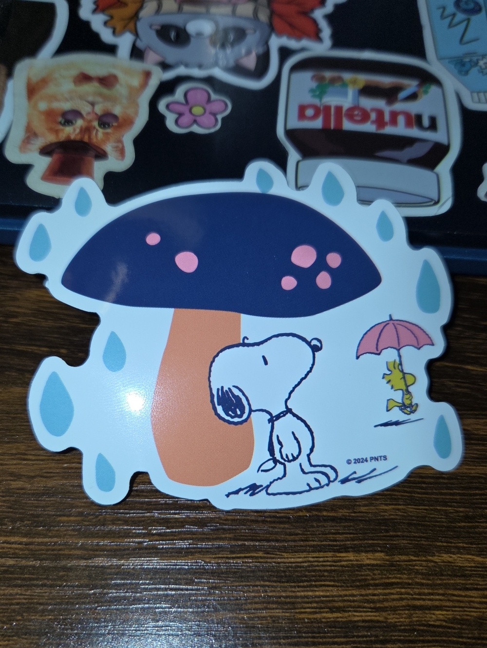 Peanuts Snoopy & Woodstock Rainy Day Sticker - Blue, Orange, White